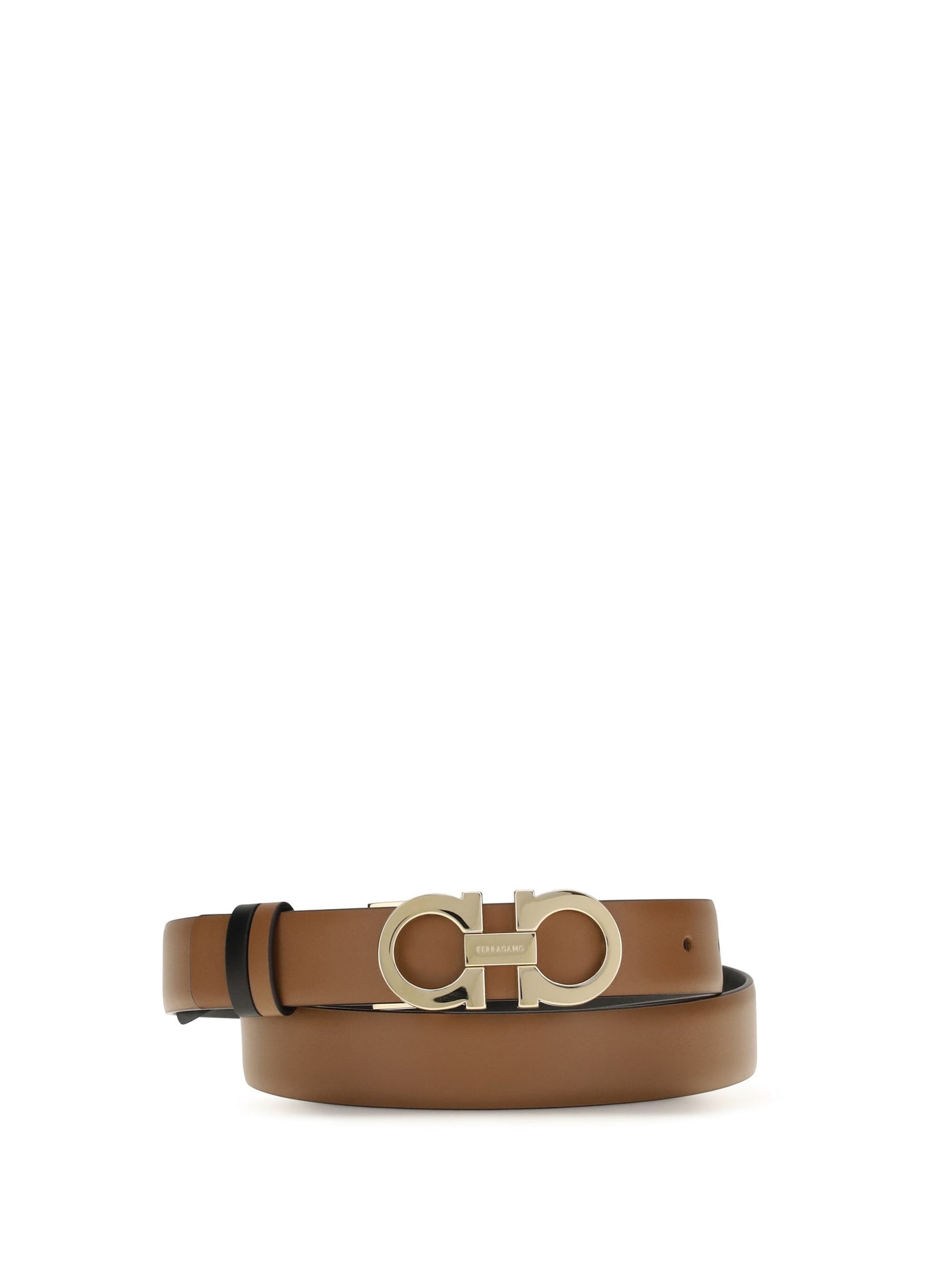 Ferragamo Reversible Leather Belt — Brown Calf Bos Taurus
