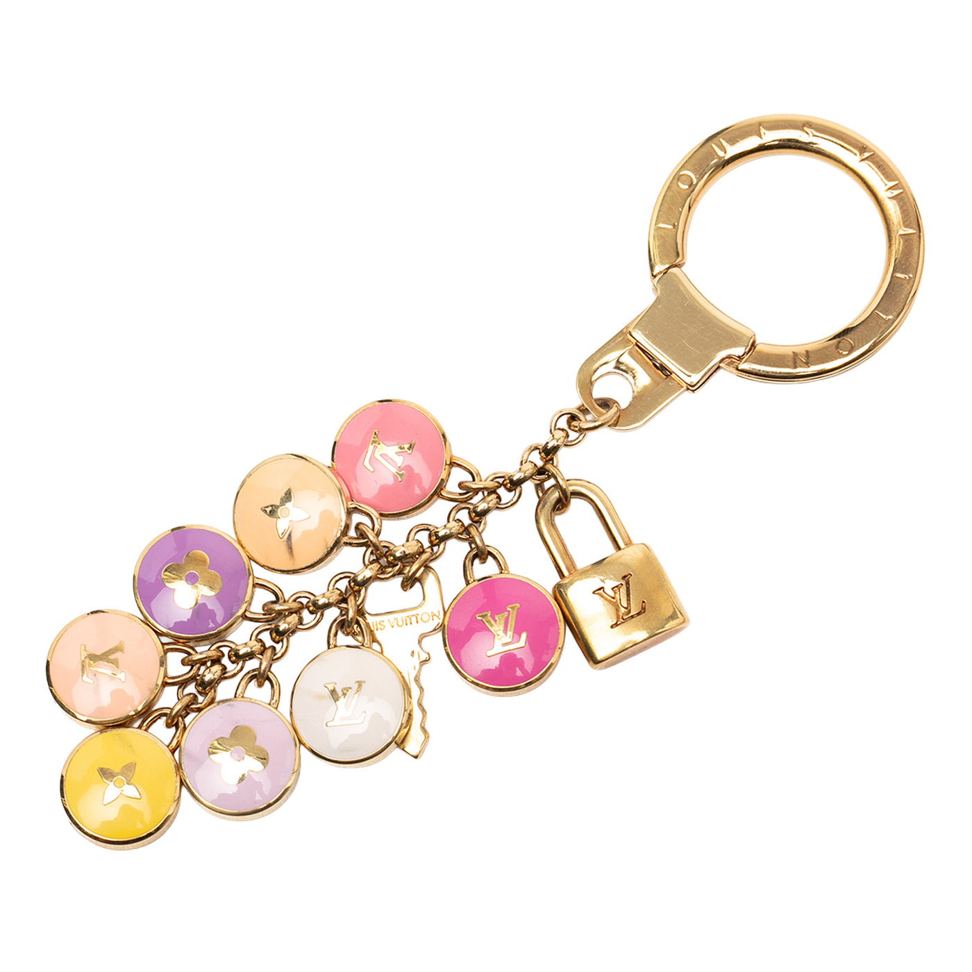 Gold Plated and Enamel Pastilles Key Chain and Bag Charm - Image 1