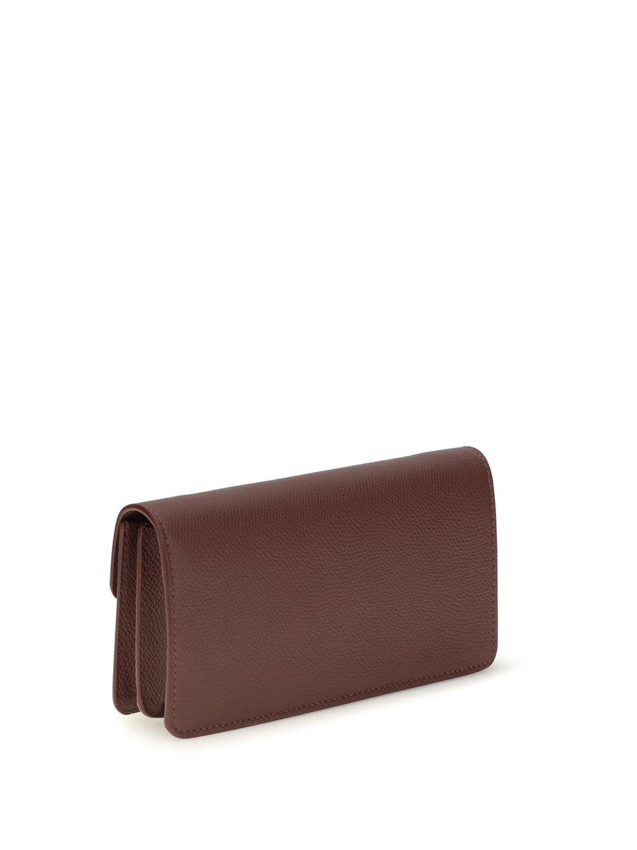Valentino Garavani Leather-Covered Vlogo Wallet — Brown Calf Leather & Purses
