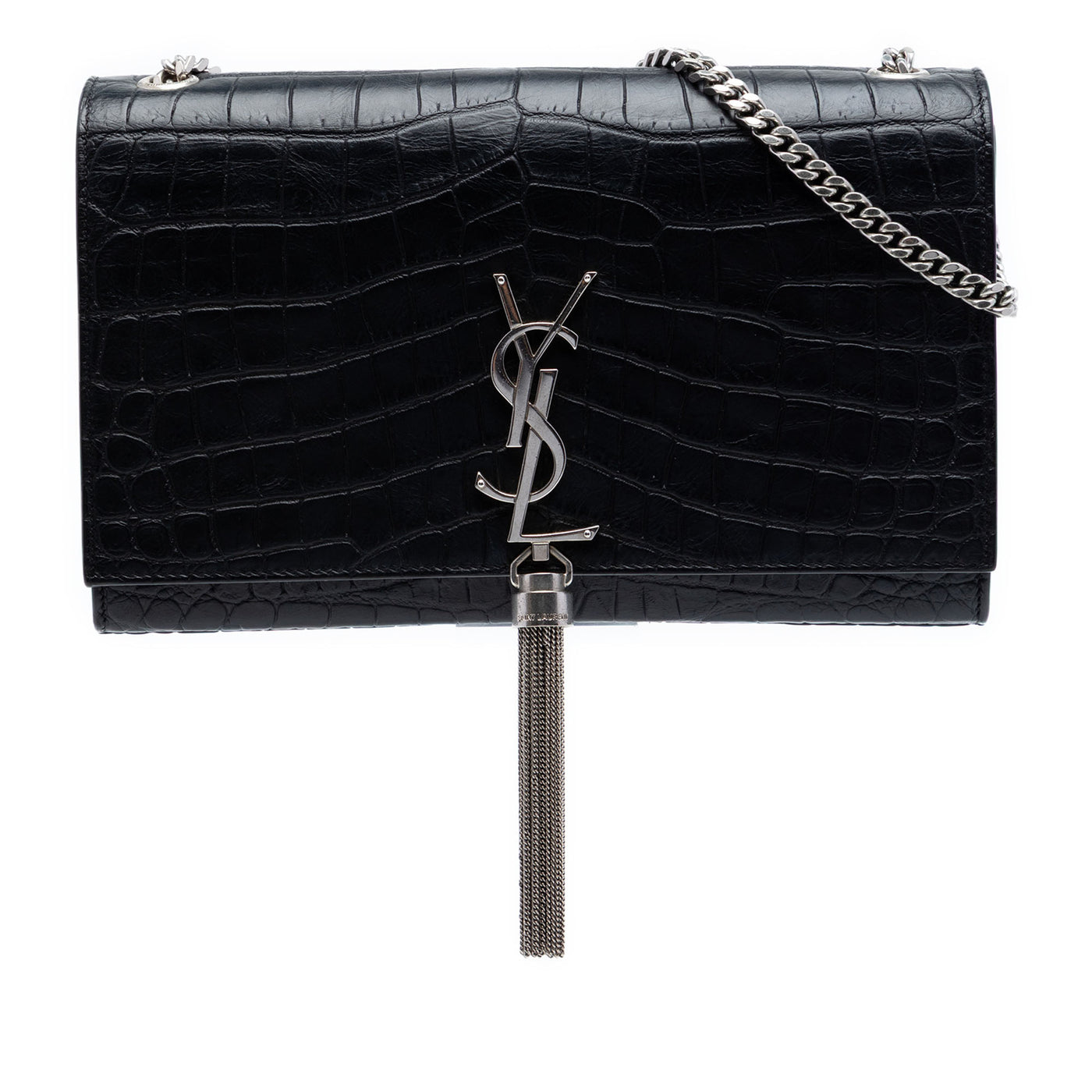 Medium Croc Embossed Leather Kate Tassel Crossbody - Image 1