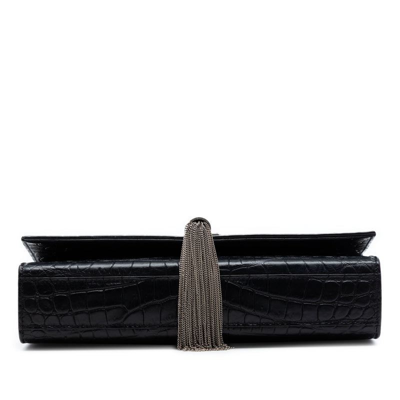 Medium Croc Embossed Leather Kate Tassel Crossbody - Image 3