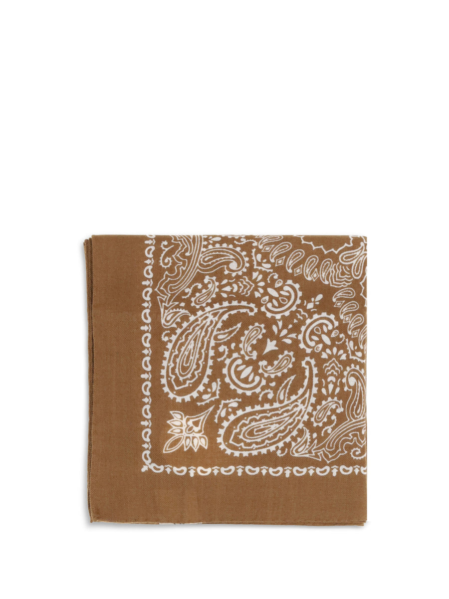 Destin Judy Bandana Carré Scarf — Brown Wool Scarfs