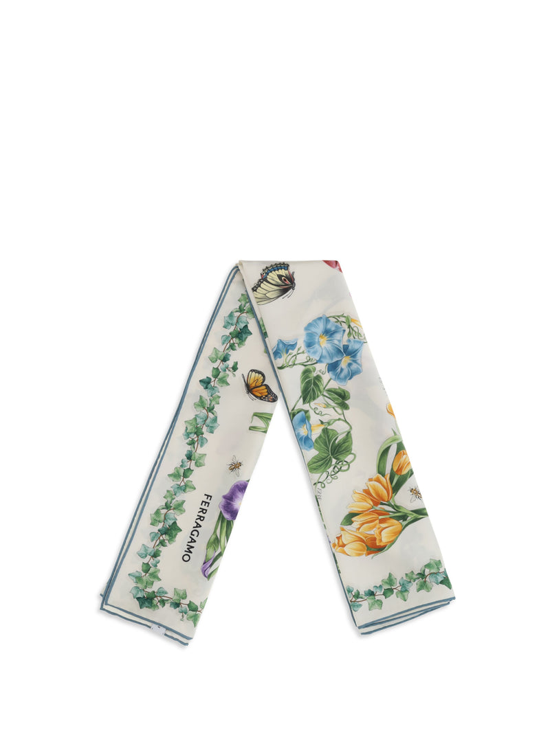 Ferragamo Eden Scarf — Ivory Silk Scarfs