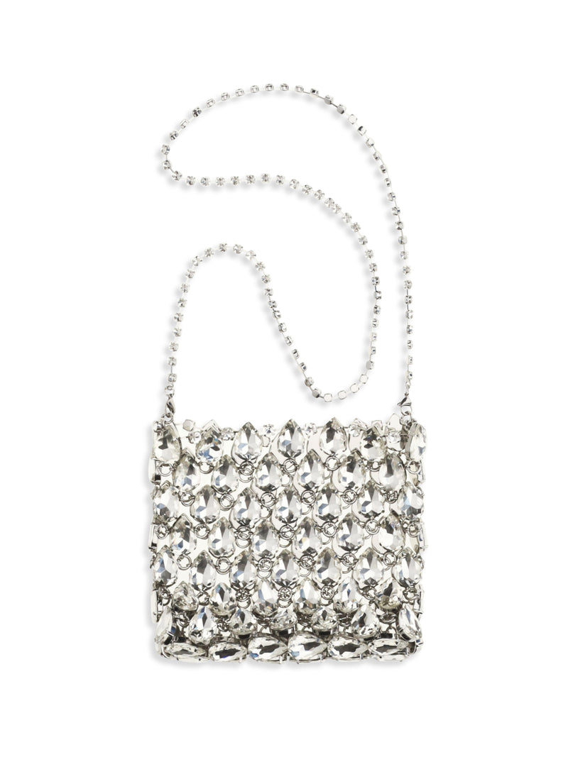Self-Portrait Crystal Mesh Shoulder Bag — Silver Polyester