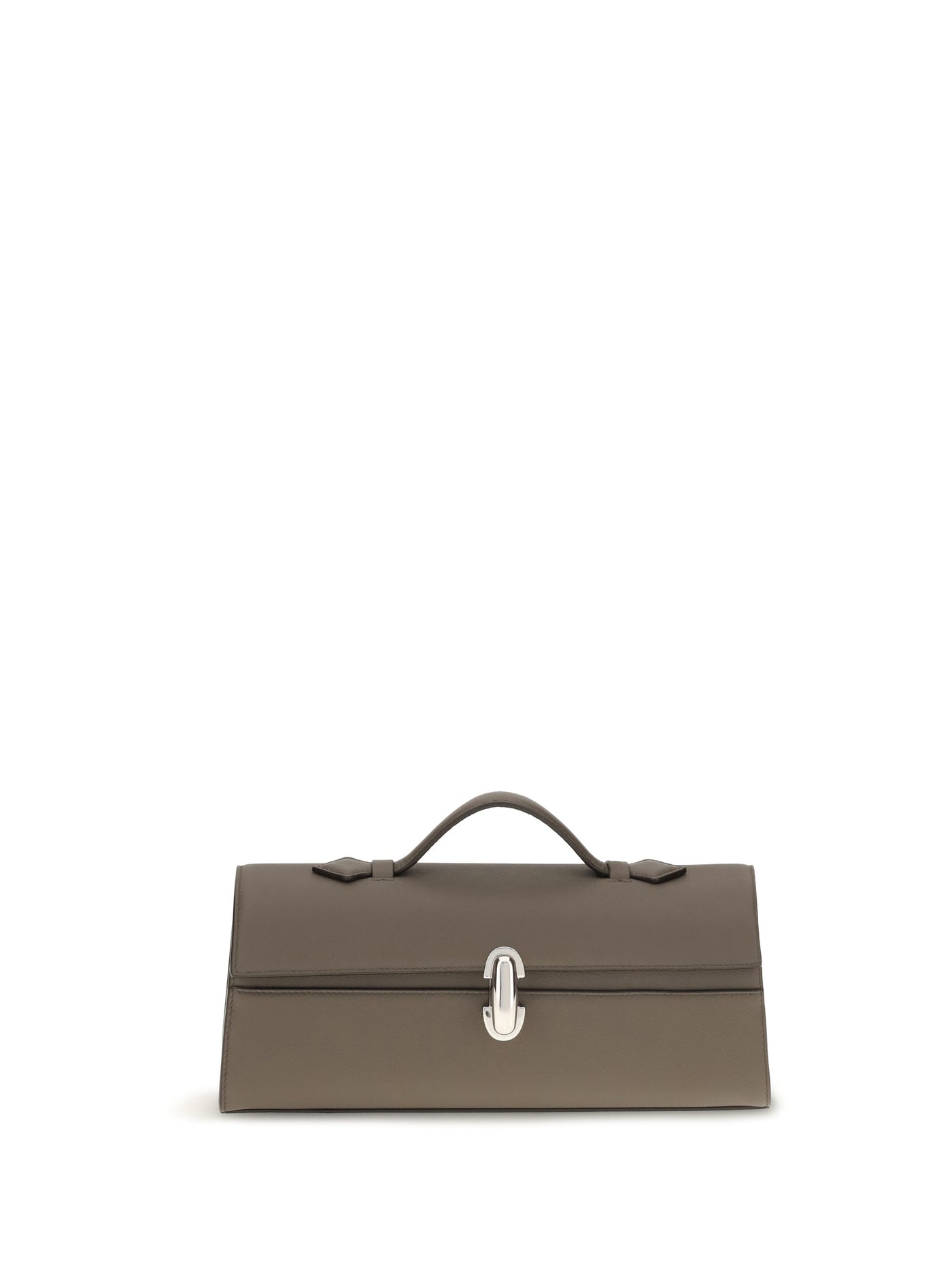 Savette Slim Symmetry Clutch — Gray Calf Leather