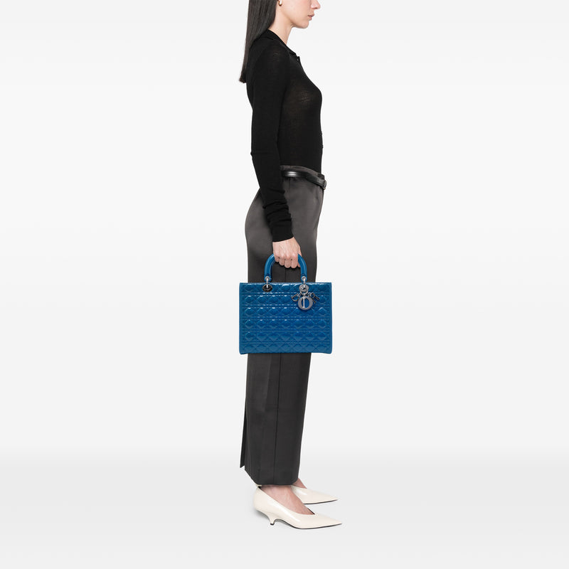 Large Patent Cannage Lady Dior - Image 6