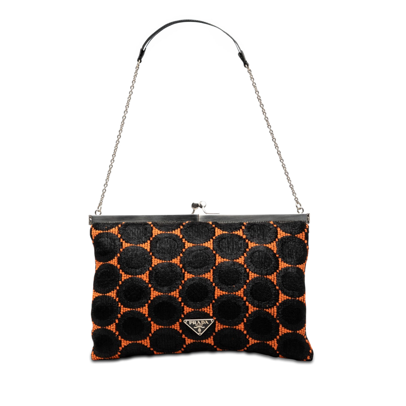 Jacquard Kisslock Clutch with Chain - Image 1