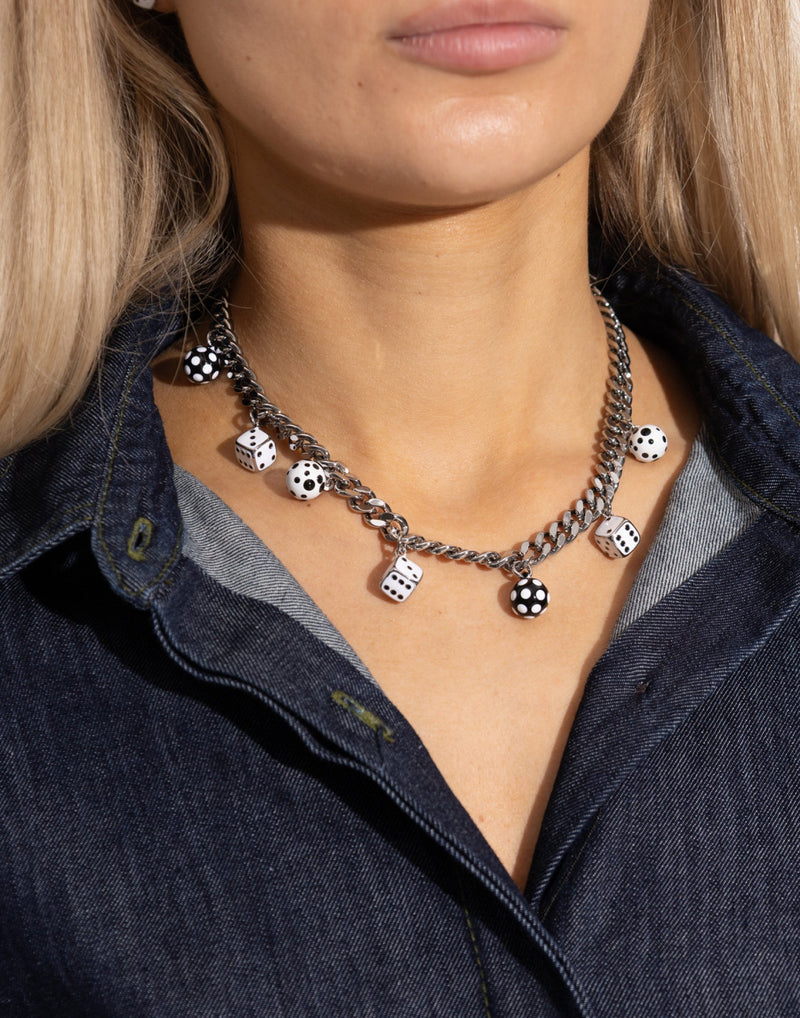 Marc Jacobs Dice Charm Necklace — Silver Brass Necklaces