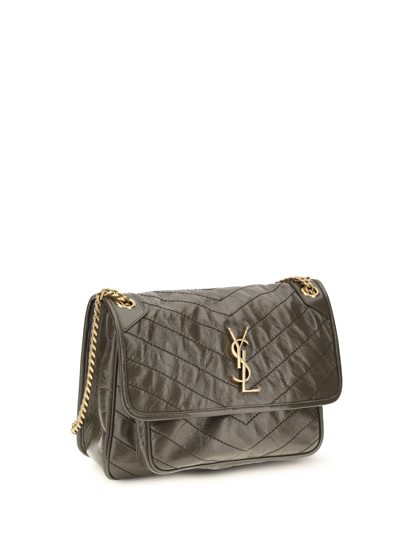 Saint Laurent Niki Shoulder Bag — Gray Calf Leather
