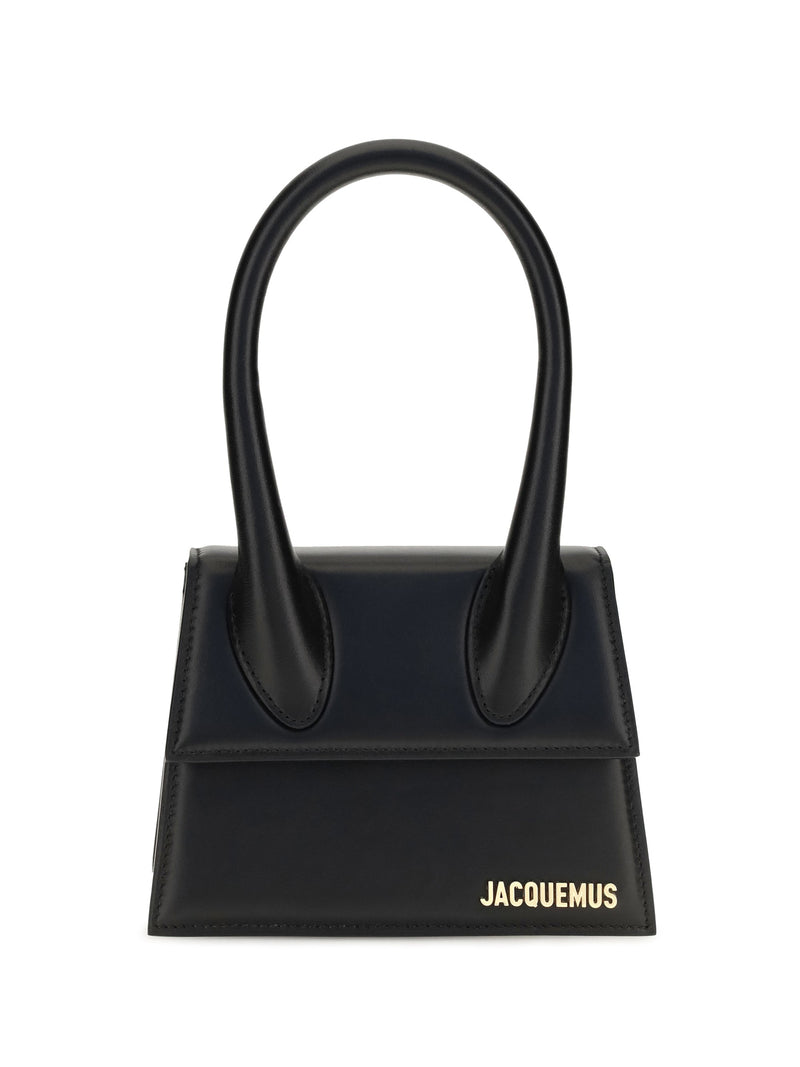 Jacquemus Sculpted Calf Leather Top Handle Bag — Black