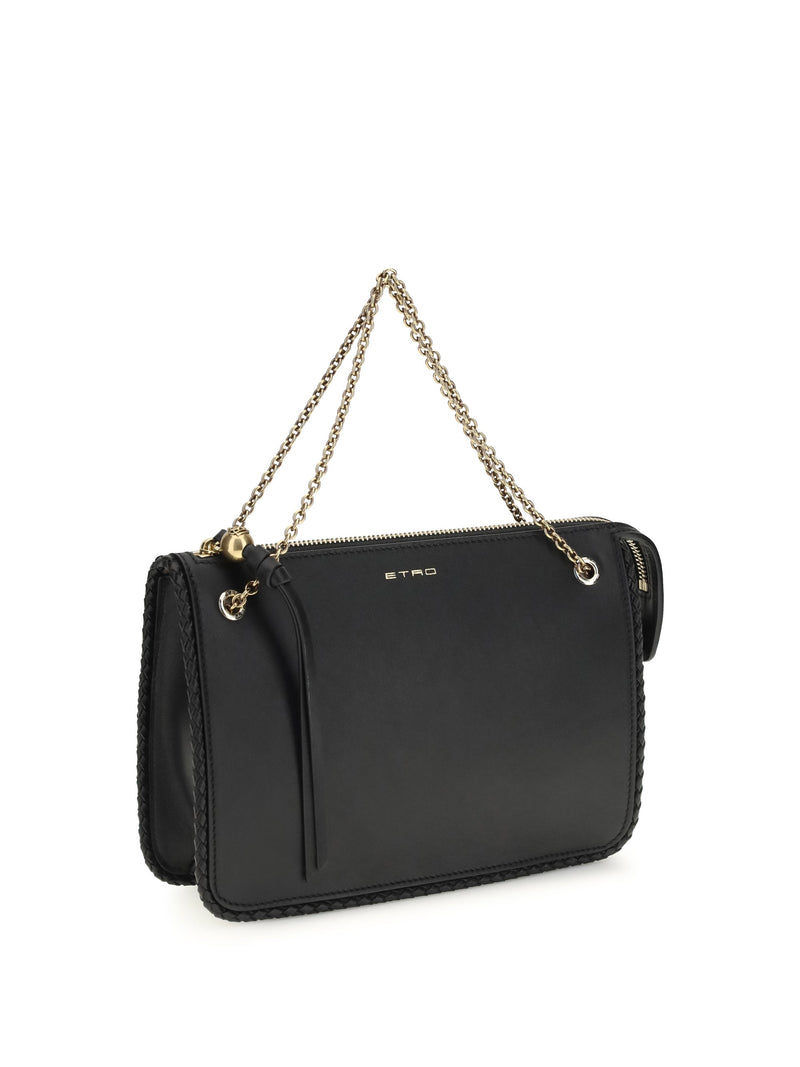 Etro Calf Leather Crossbody Bag — Black Bos Taurus