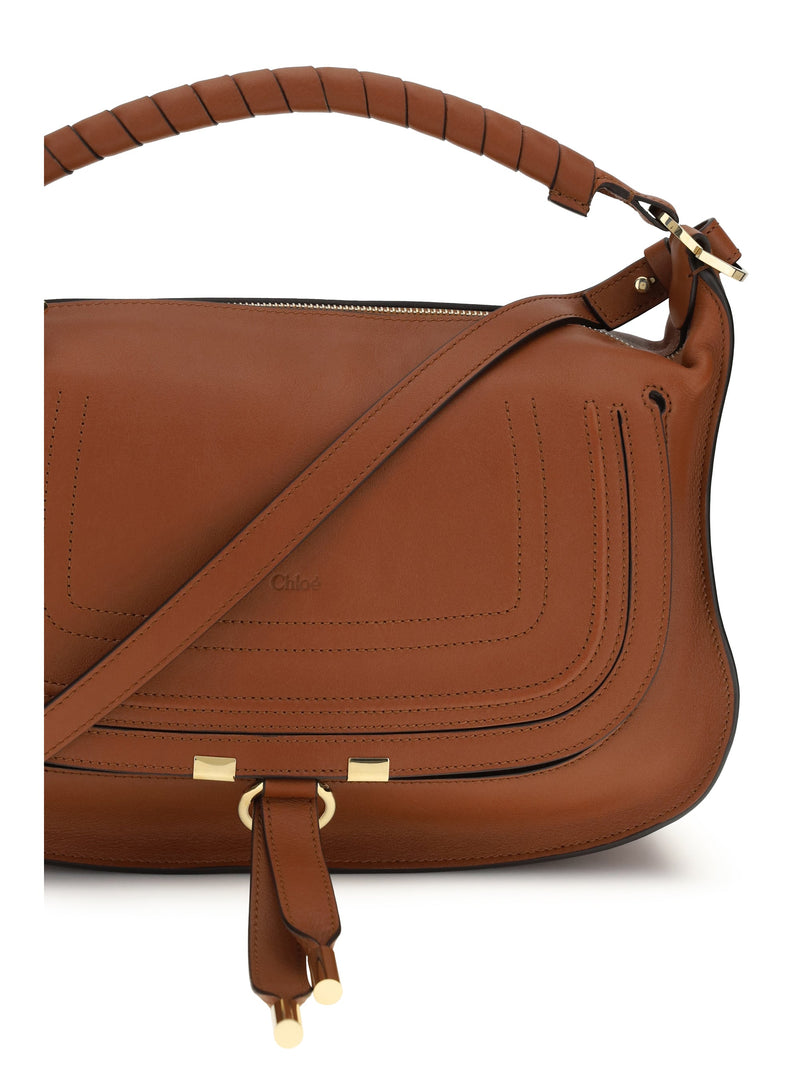 Chloé Marcie Shoulder Bag — Brown Calf Leather Bos Taurus