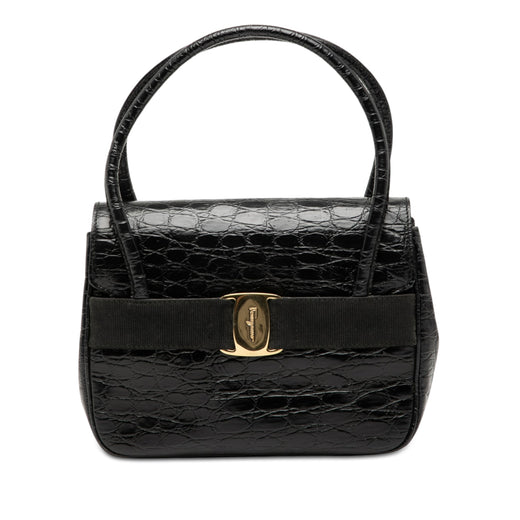 Croc Embossed Vara Bow Top Handle Bag - Image 1