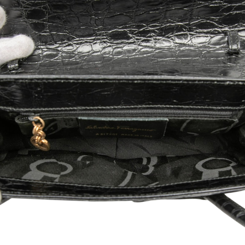 Croc Embossed Vara Bow Top Handle Bag - Image 4