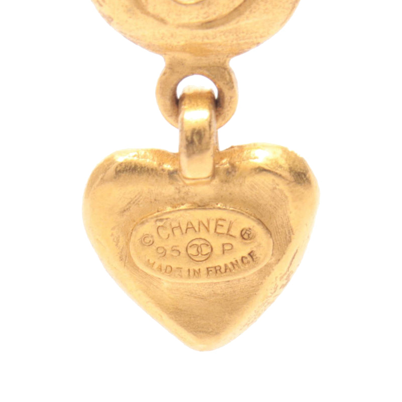 CC Gold Plated Heart Drop Clip on Earrings - Image 3