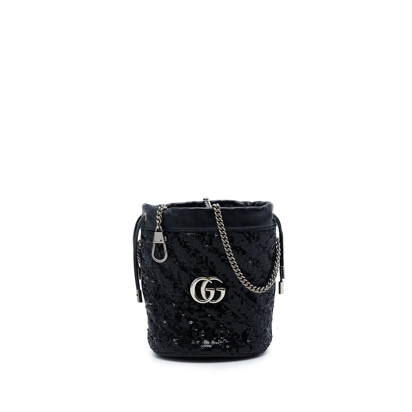 Small GG Marmont Sequined Diagonal Matelasse Calfskin Bucket Bag - Image 1