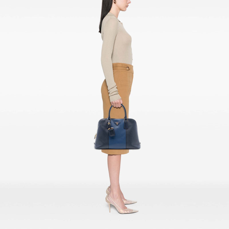 Medium Bicolor Saffiano Lux Promenade Satchel - Image 7