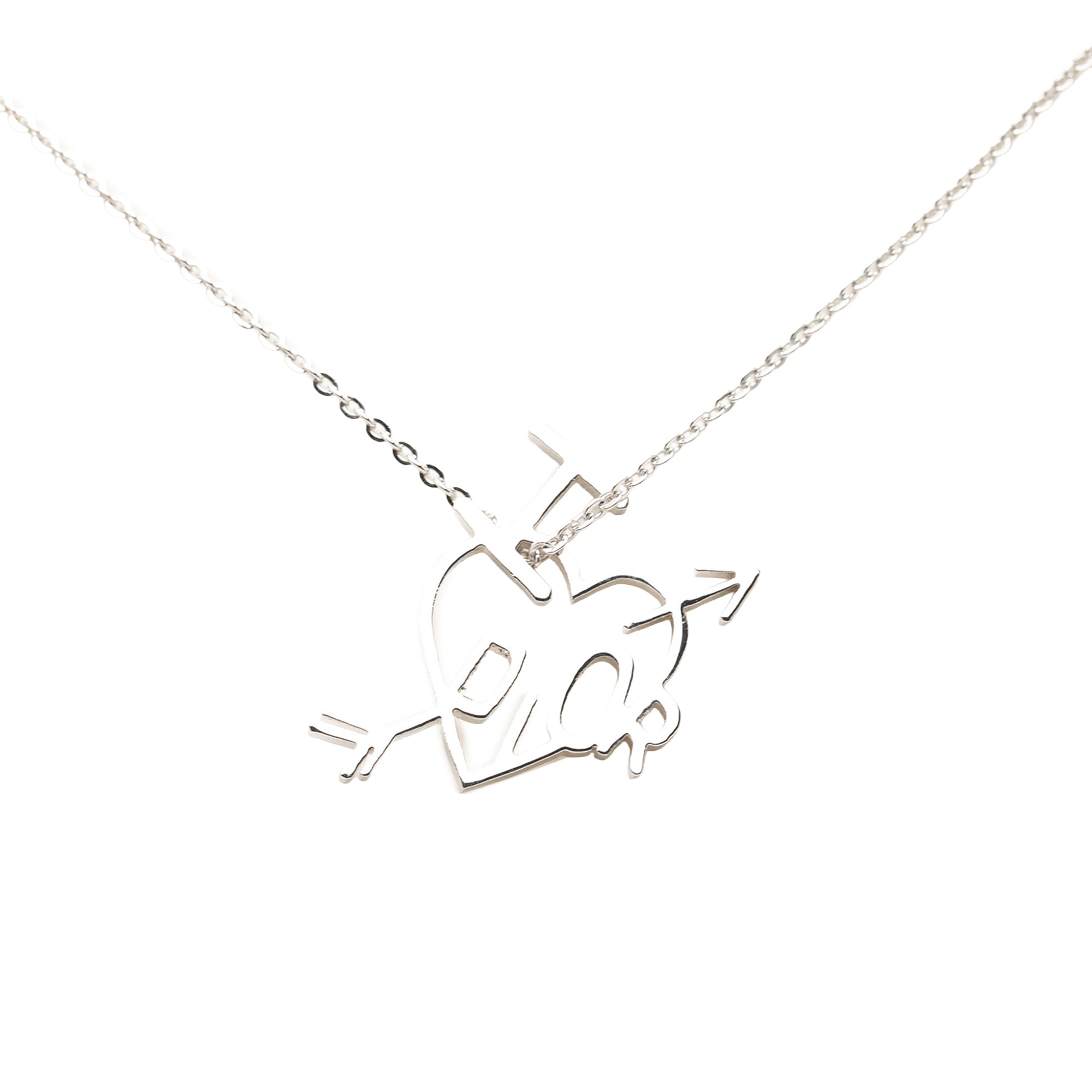 Brass I Love Dior Heart and Arrow Pendant Necklace - Image 2