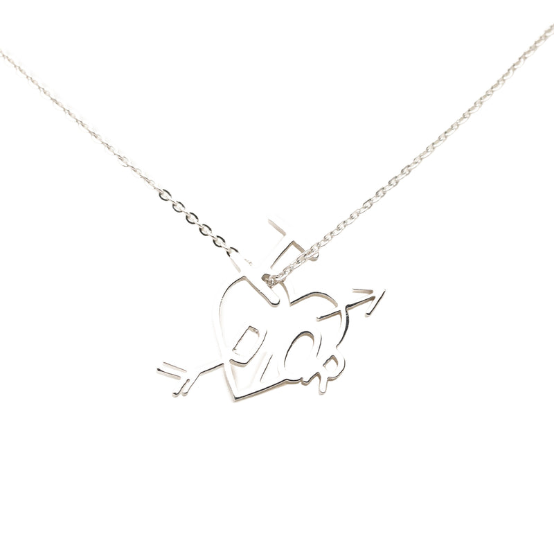Brass I Love Dior Heart and Arrow Pendant Necklace - Image 2
