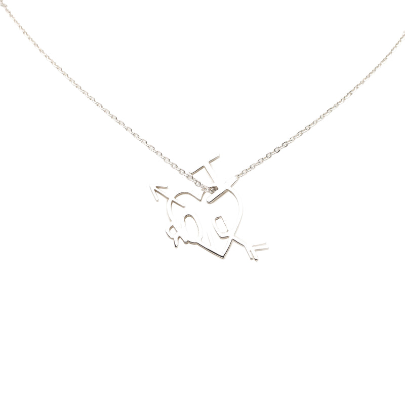 Brass I Love Dior Heart and Arrow Pendant Necklace - Image 3