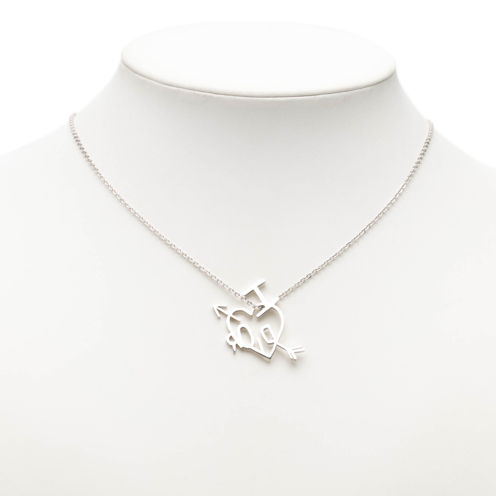 Brass I Love Dior Heart and Arrow Pendant Necklace - Image 6