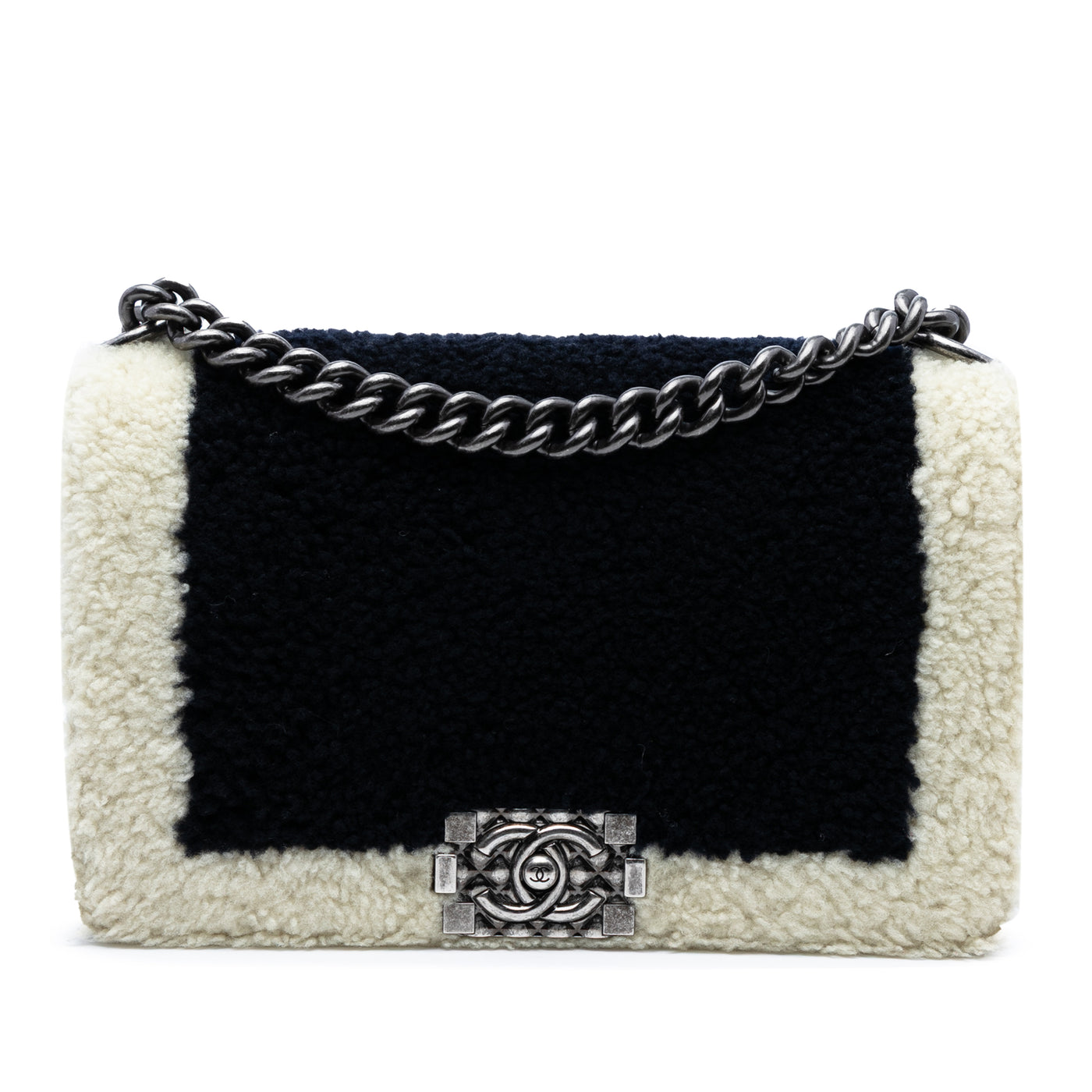 Medium Bicolor Shearling Boy Flap - Image 1