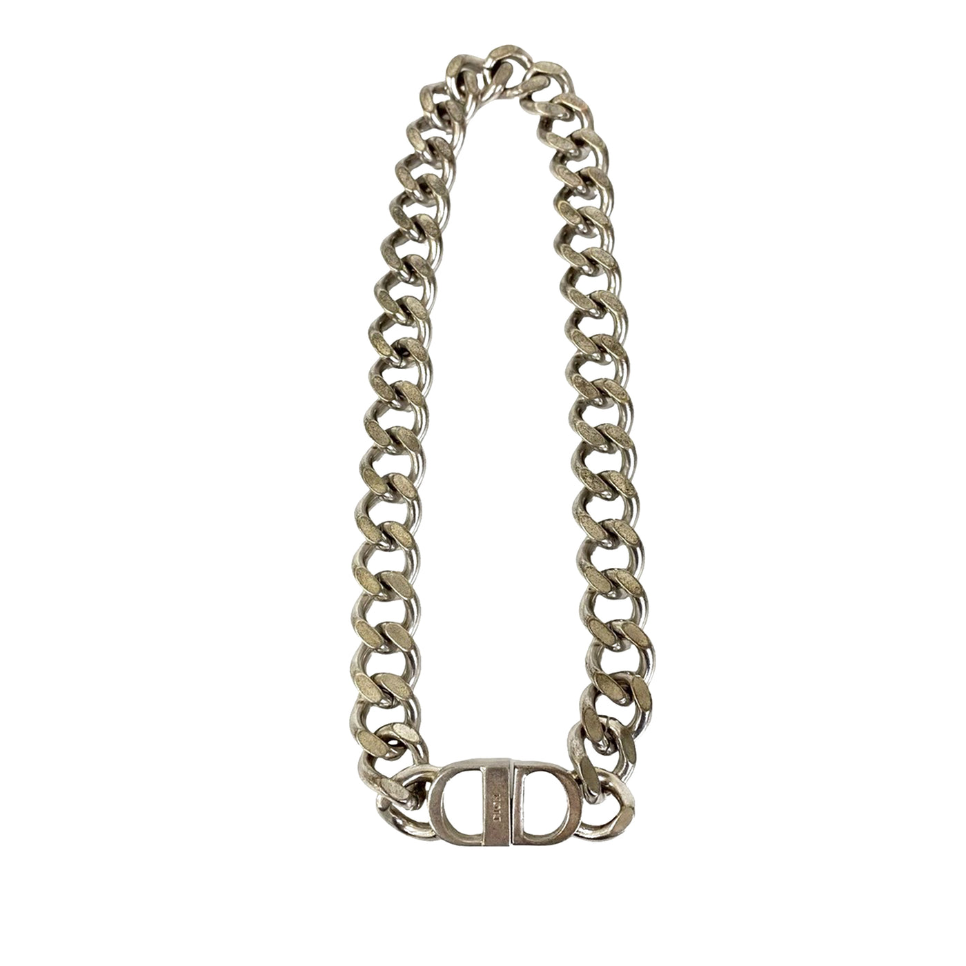 Silver Plated CD Logo Chain Link Necklace - Image 1