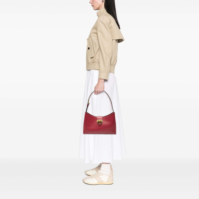 Leather Gancini Trifolio Shoulder Bag - Image 7