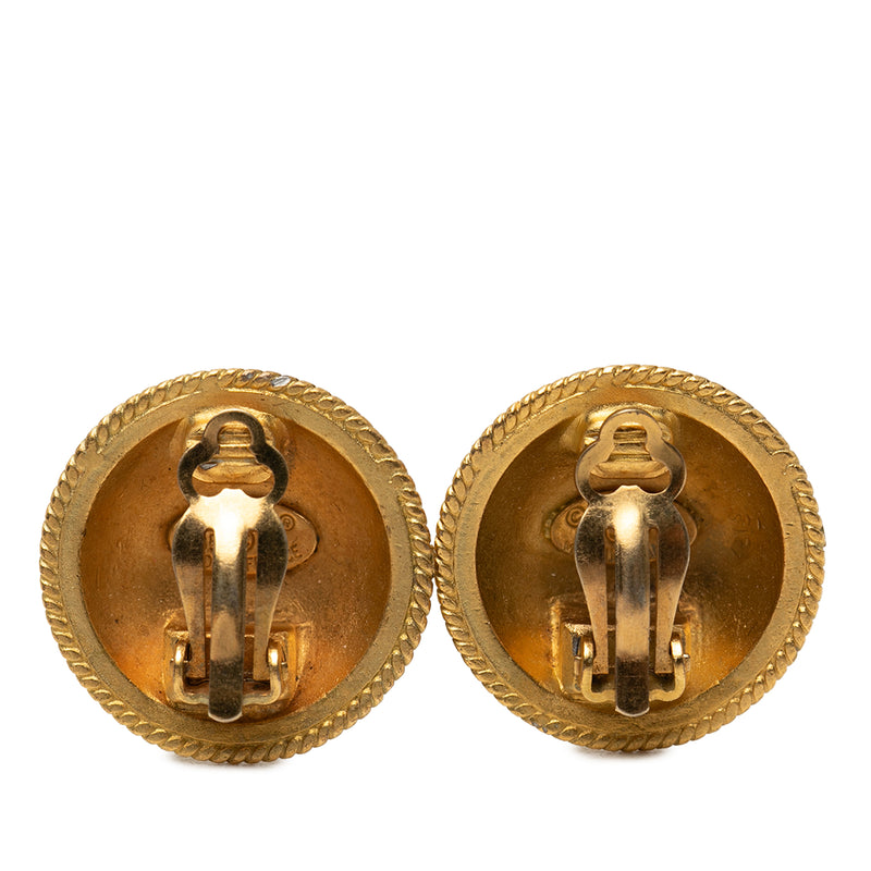 CC Gold Plated Round Clip On Earrings - Image 2