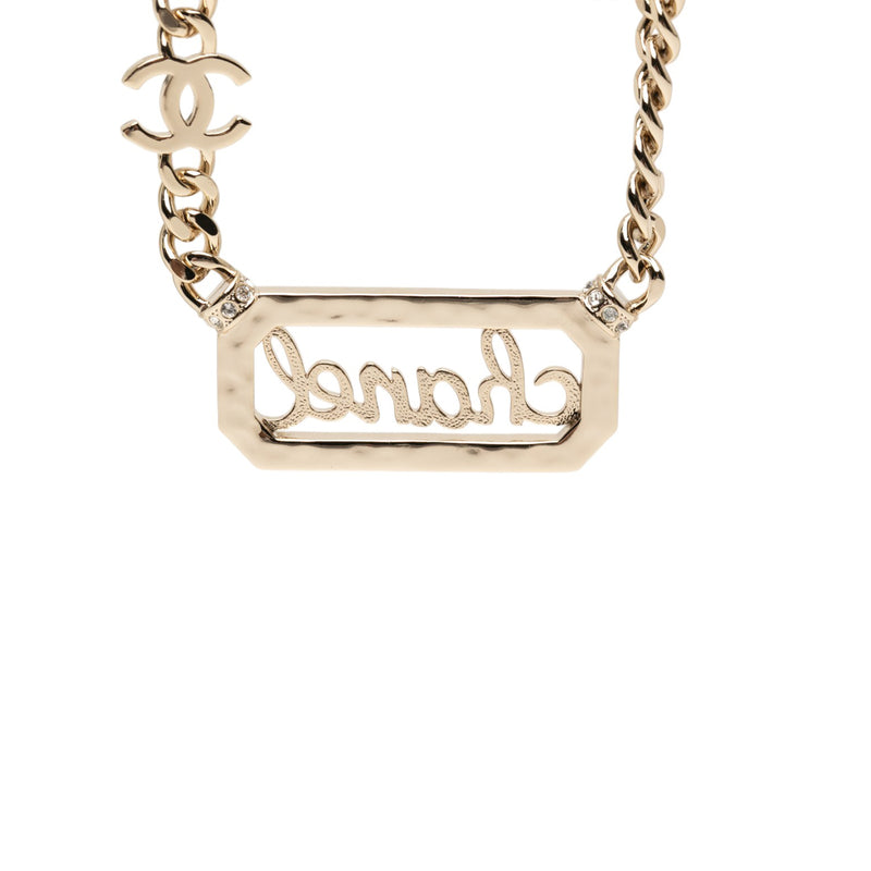 CC Gold Plated Strass Logo Choker Necklace - Image 3