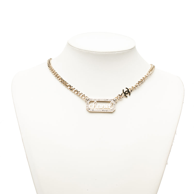 CC Gold Plated Strass Logo Choker Necklace - Image 6