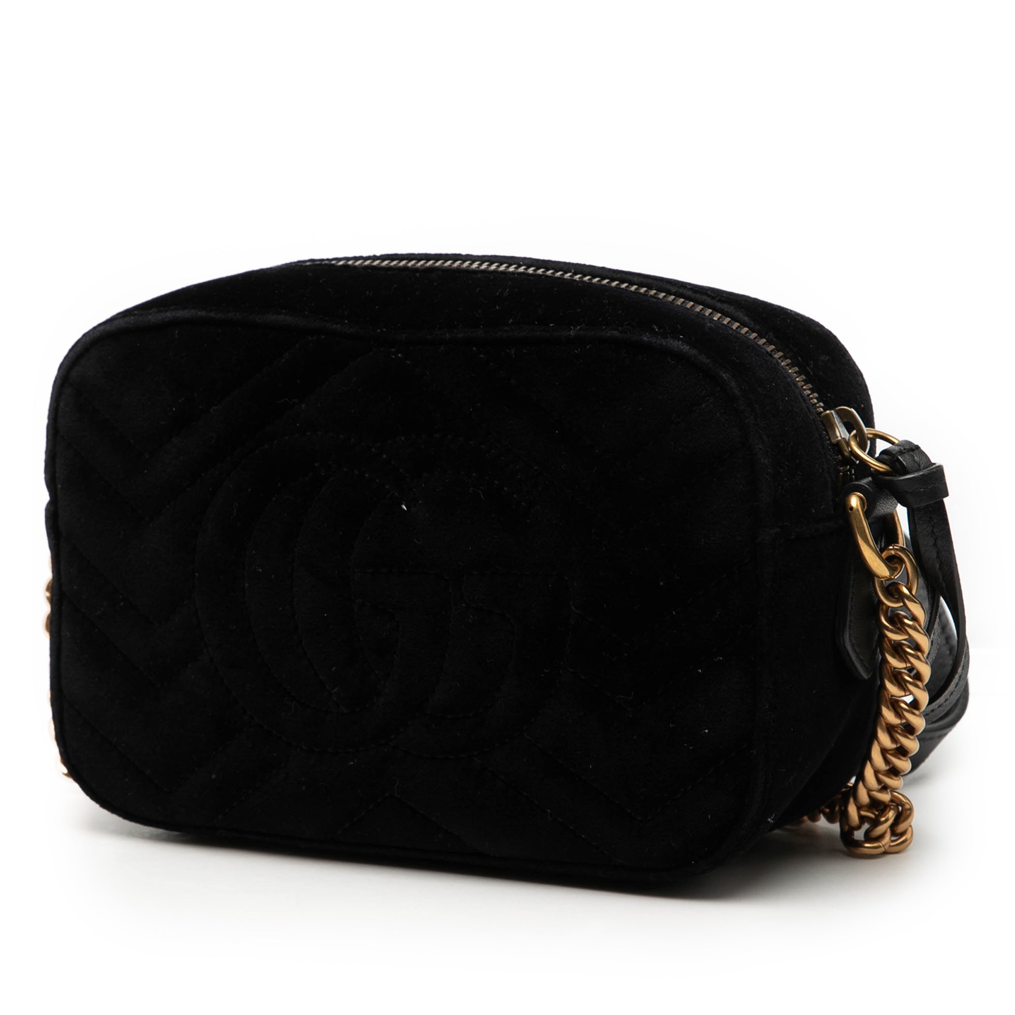 Mini GG Marmont Crystal Embellished Matelasse Velvet Crossbody - Image 2