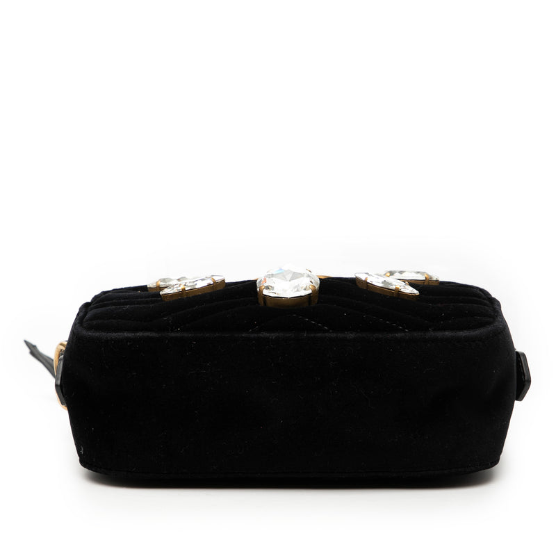 Mini GG Marmont Crystal Embellished Matelasse Velvet Crossbody - Image 3