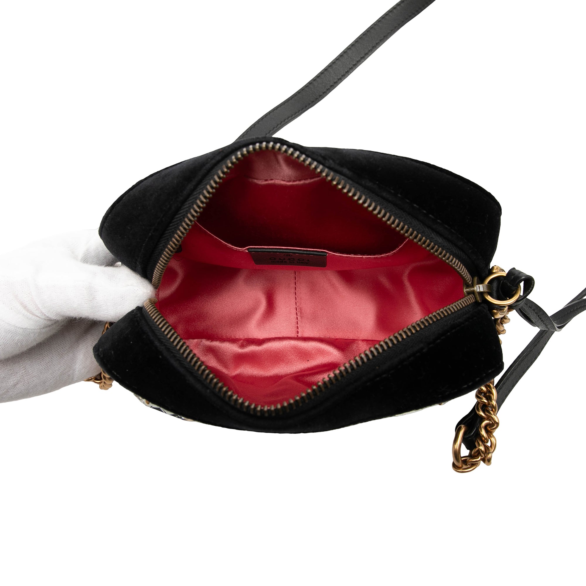 Mini GG Marmont Crystal Embellished Matelasse Velvet Crossbody - Image 4