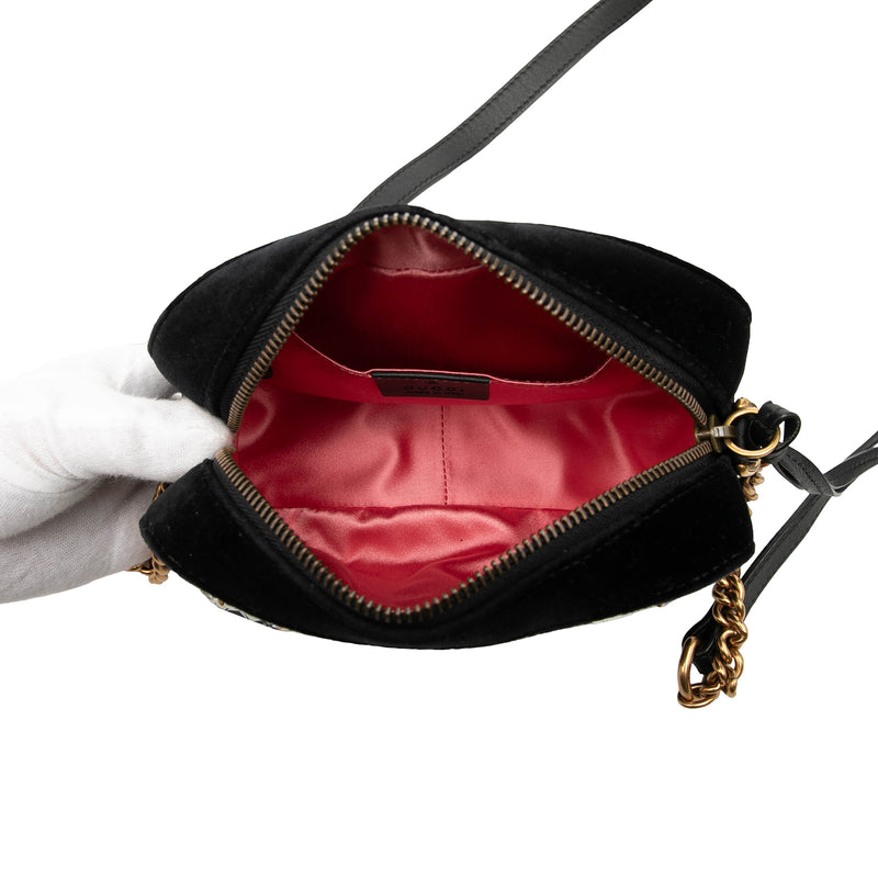 Mini GG Marmont Crystal Embellished Matelasse Velvet Crossbody - Image 4