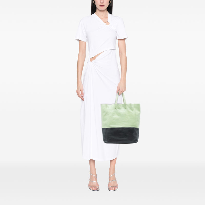 Bicolor Leather Vertical Cabas Tote - Image 7