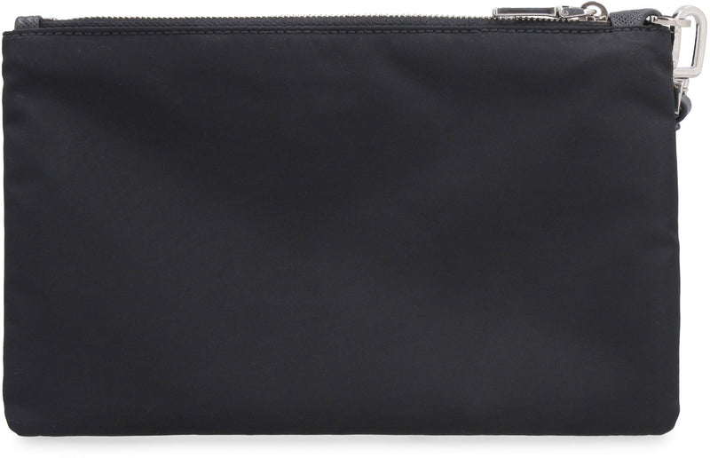 Prada Re-Nylon Logo Pouch Clutch — Black Polyamide