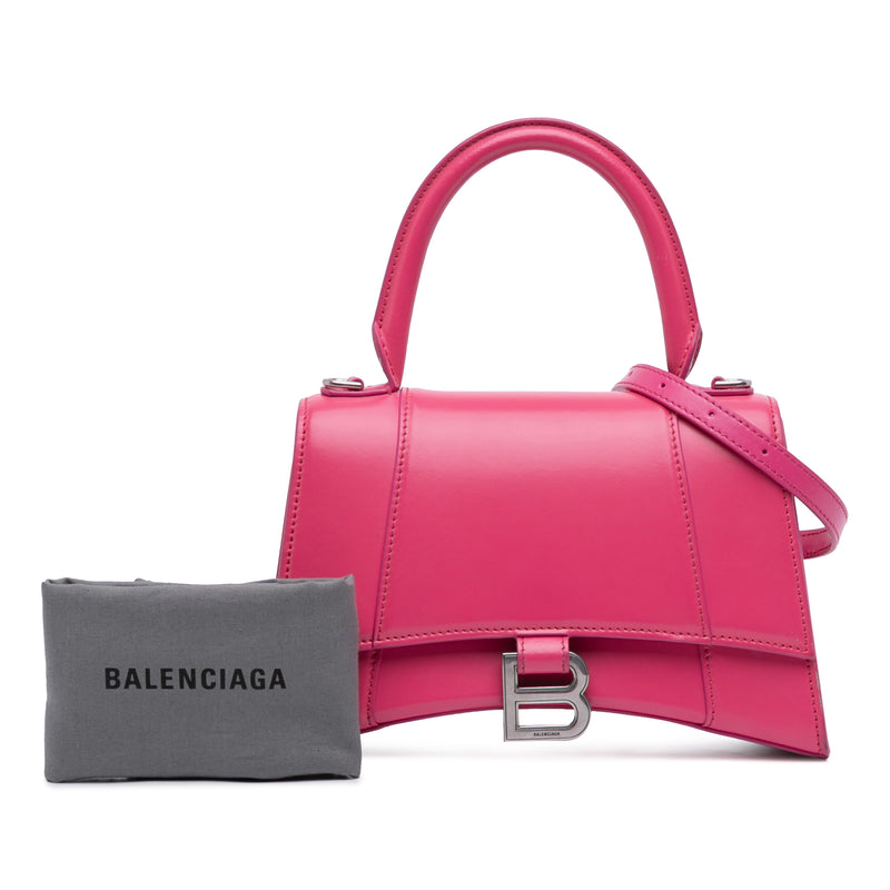 Small Shiny Box Calfskin Hourglass Satchel - Image 11