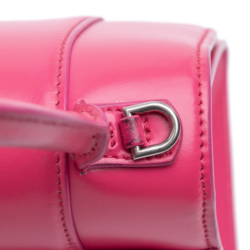 Small Shiny Box Calfskin Hourglass Satchel - Image 7