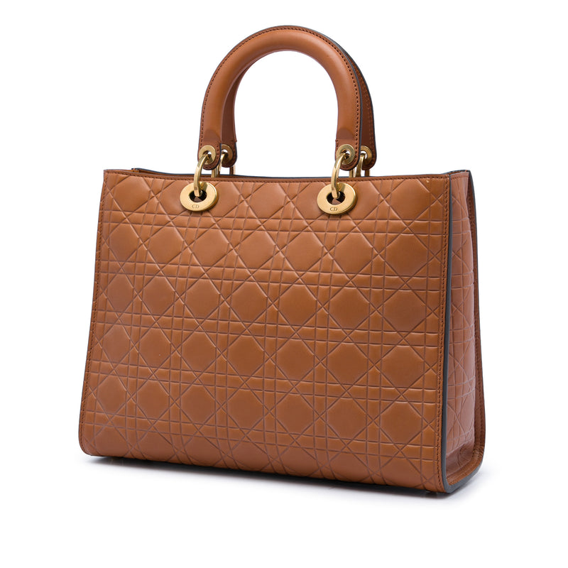 Large Ultra Matte Calfskin Cannage Embossed Lady Dior - Image 2