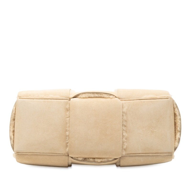 Small Suede and Shearling Maxi Intrecciato Arco Tote - Image 3