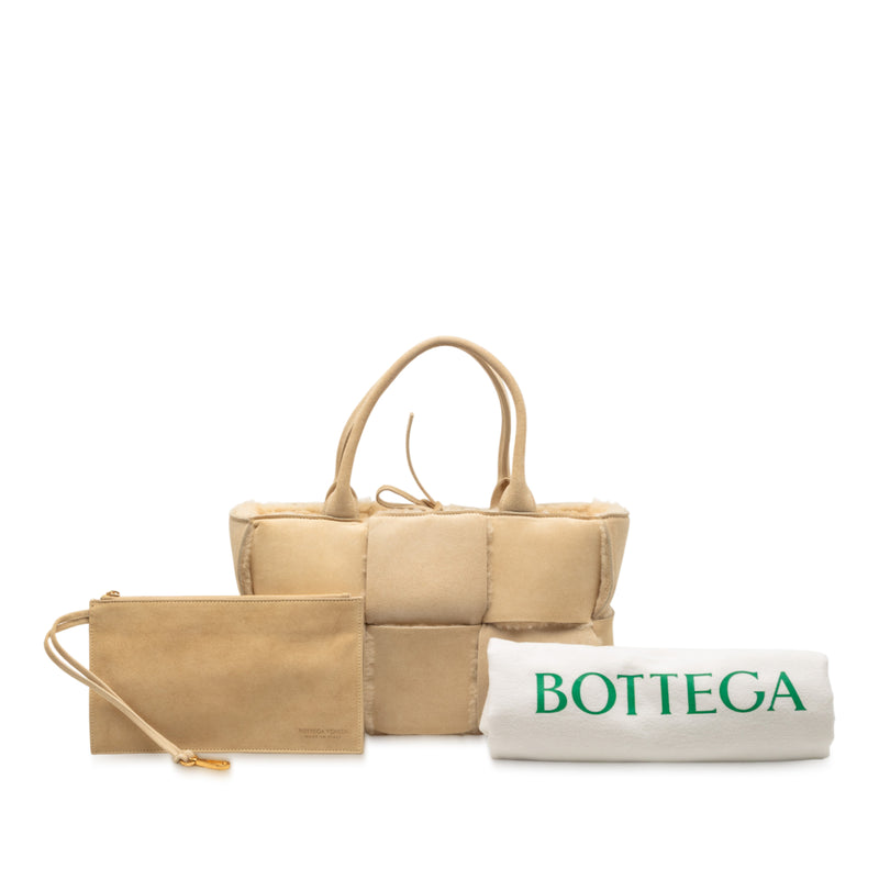 Small Suede and Shearling Maxi Intrecciato Arco Tote - Image 8