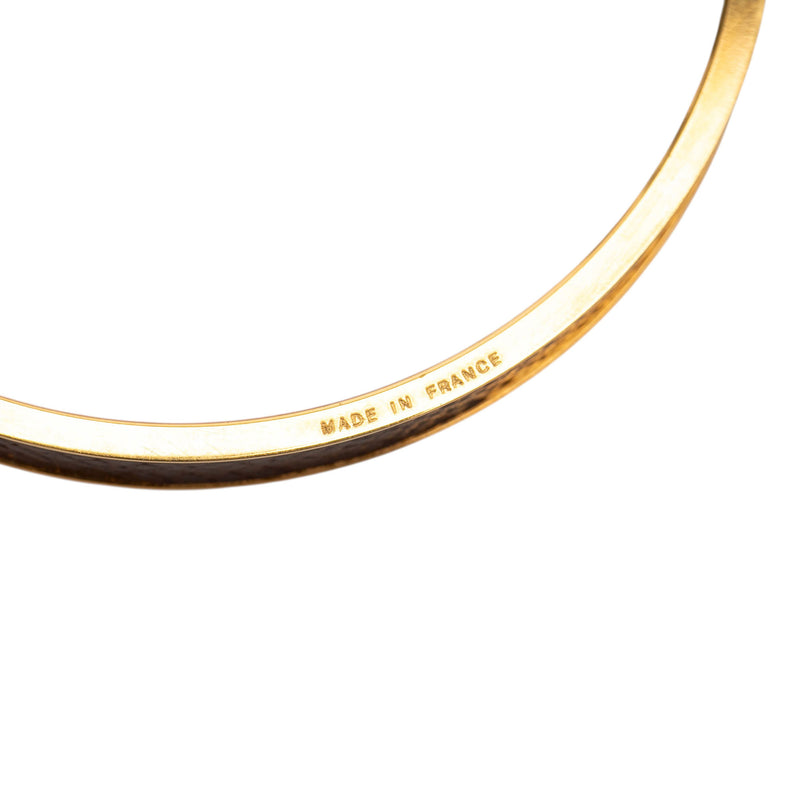 Gold Plated Epsom Kelly Cadena Lock Bangle Bracelet - Image 5
