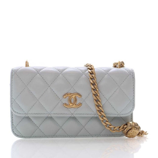 Mini CC Lambskin Camellia Crush Clutch With Chain - Image 1