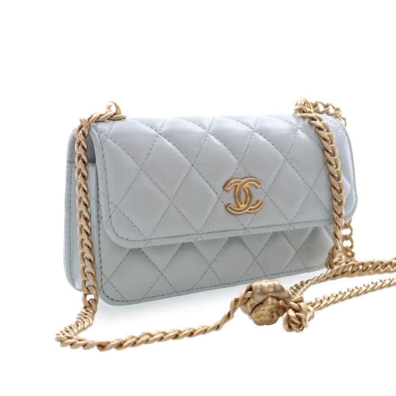 Mini CC Lambskin Camellia Crush Clutch With Chain - Image 2