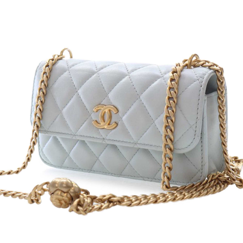 Mini CC Lambskin Camellia Crush Clutch With Chain - Image 3