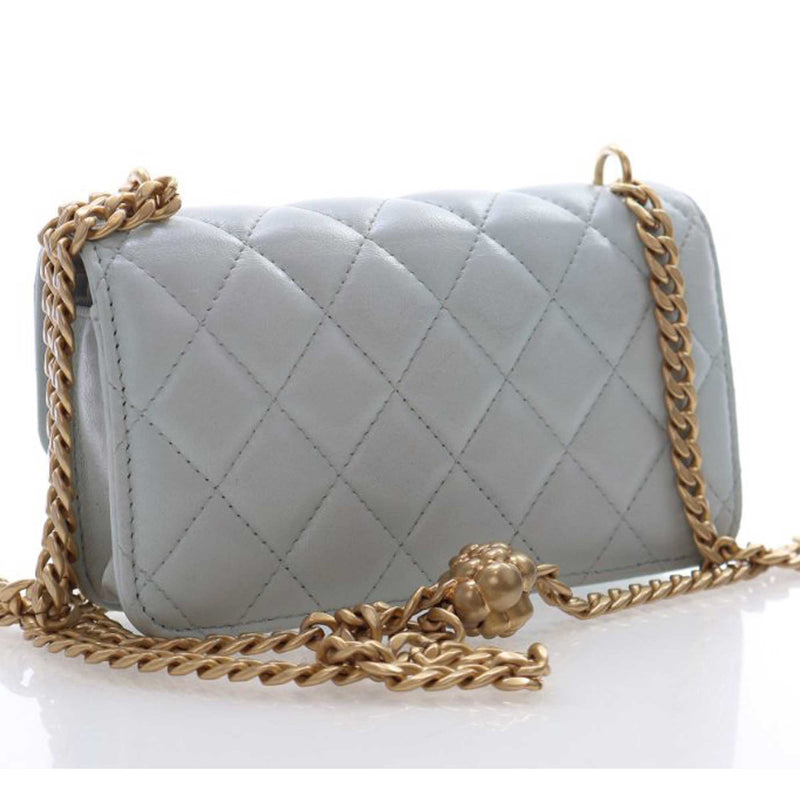Mini CC Lambskin Camellia Crush Clutch With Chain - Image 4