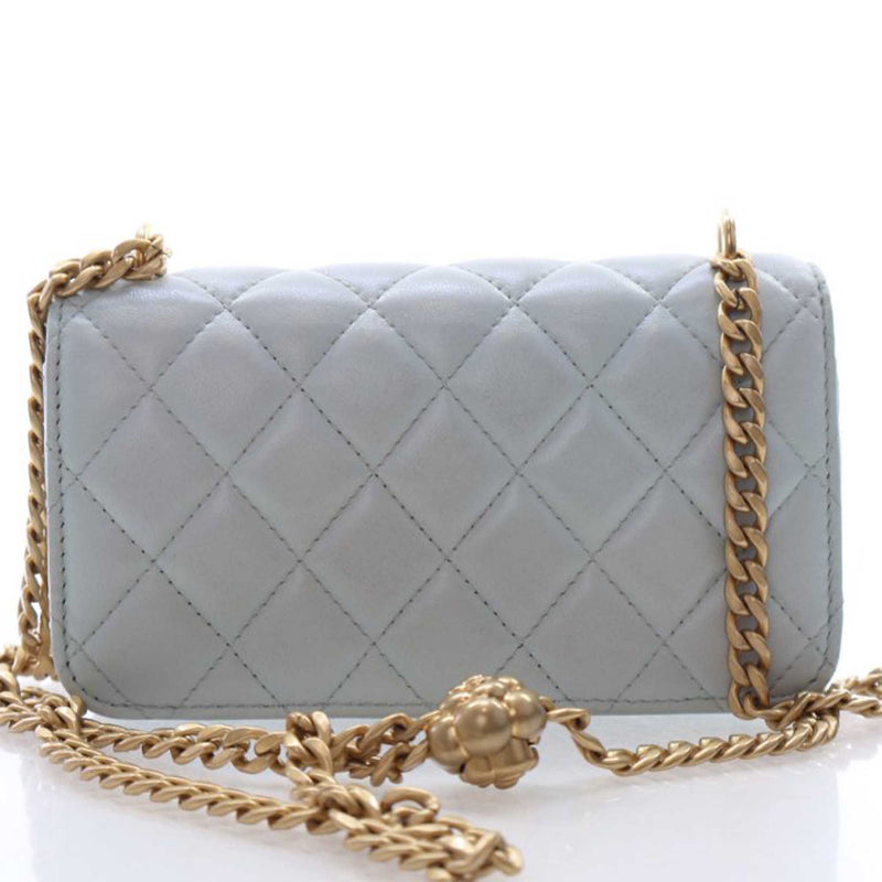 Mini CC Lambskin Camellia Crush Clutch With Chain - Image 5