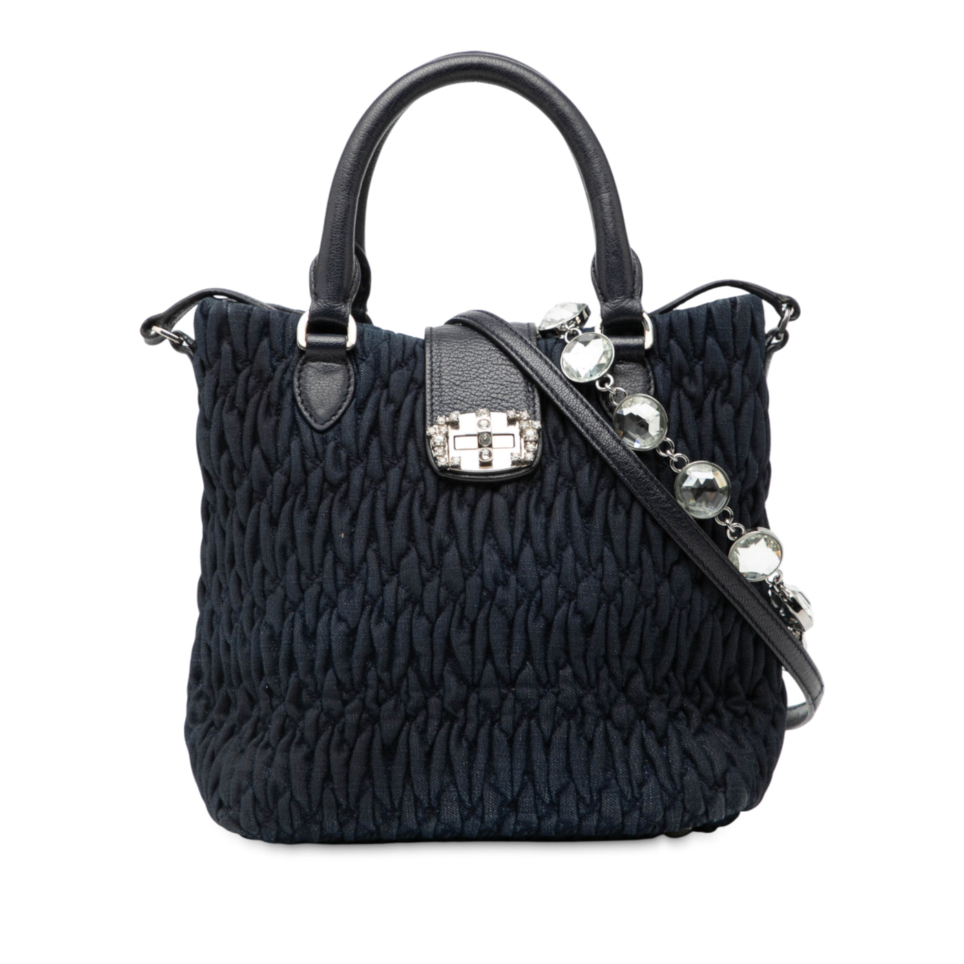 Matelasse Denim Crystal Satchel - Image 1