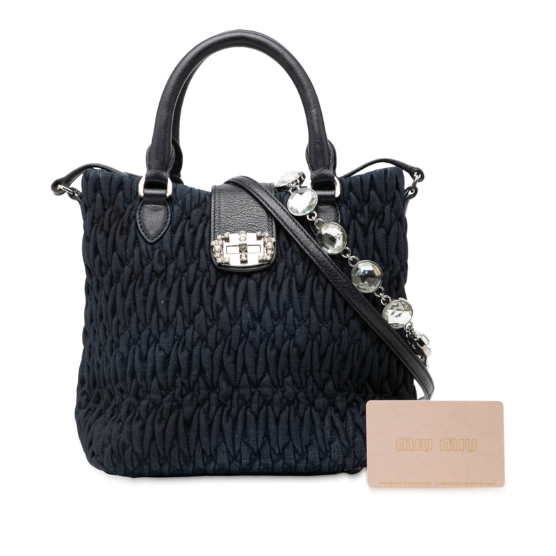 Matelasse Denim Crystal Satchel - Image 7
